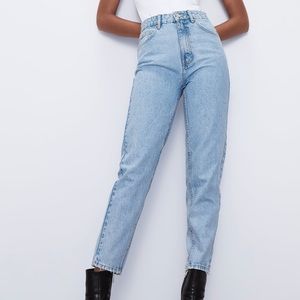 Zara high rise light wash mom jeans